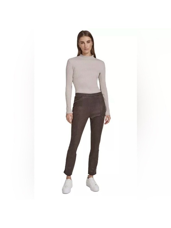 Andrew Marc Pants - Andrew Marc Pintuck Skinny Faux Suede Pants in Walnut